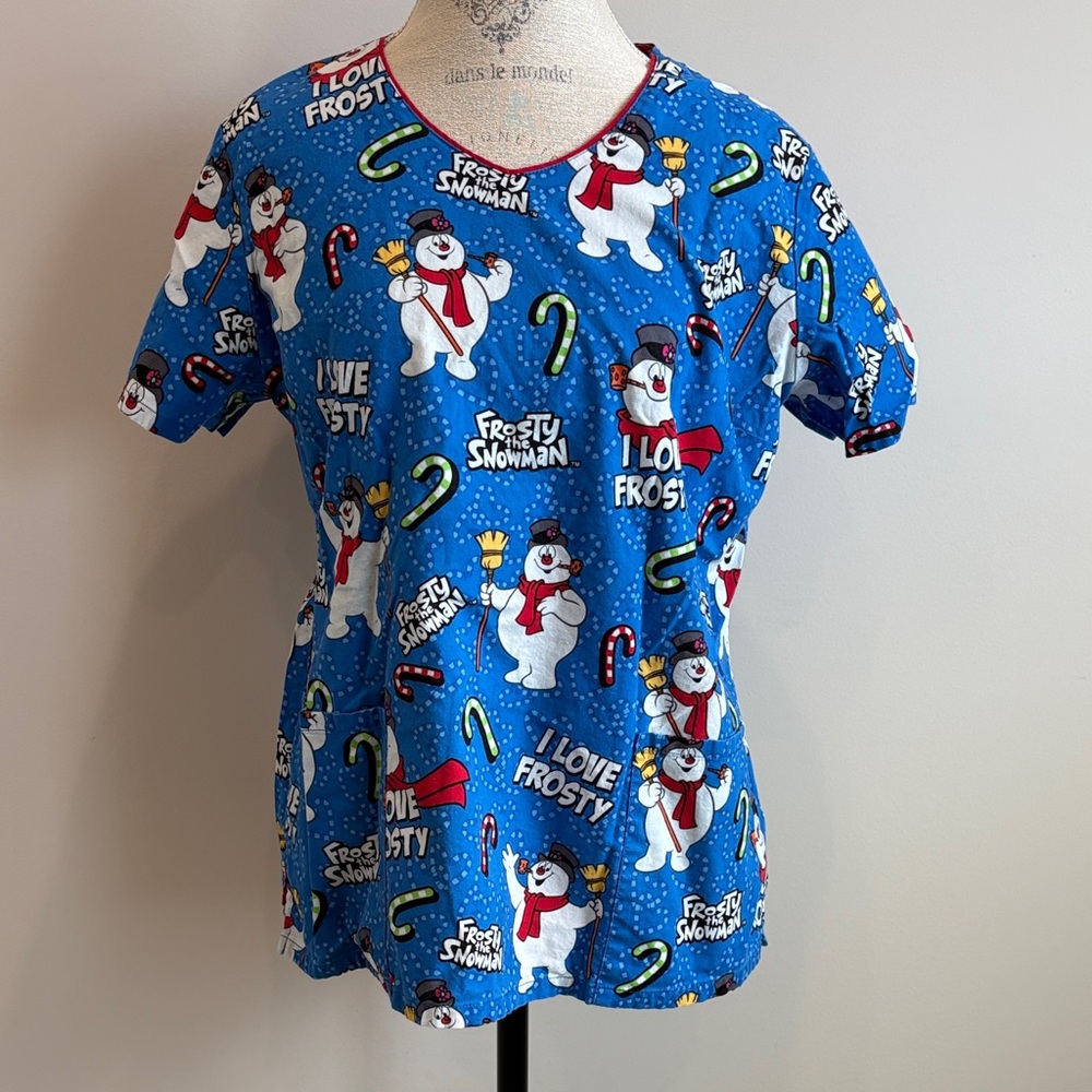 Frosty the Snowman - Scrubs top Blue